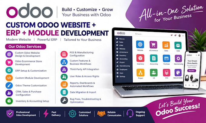 create and customize your odoo website online store and erp system