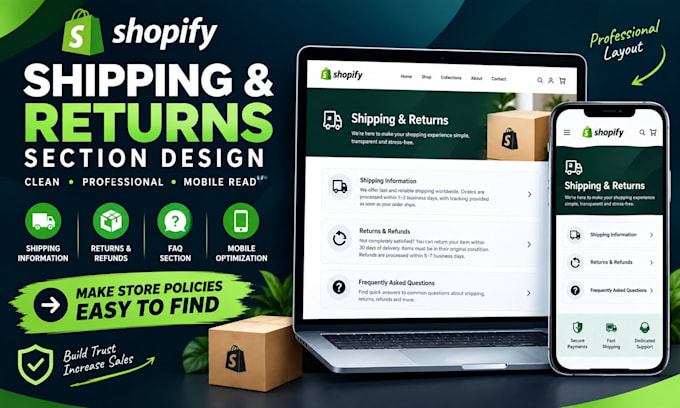 design and customize shopify shipping and returns sections