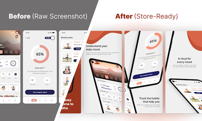 design app store screenshots and google play screenshots in figma