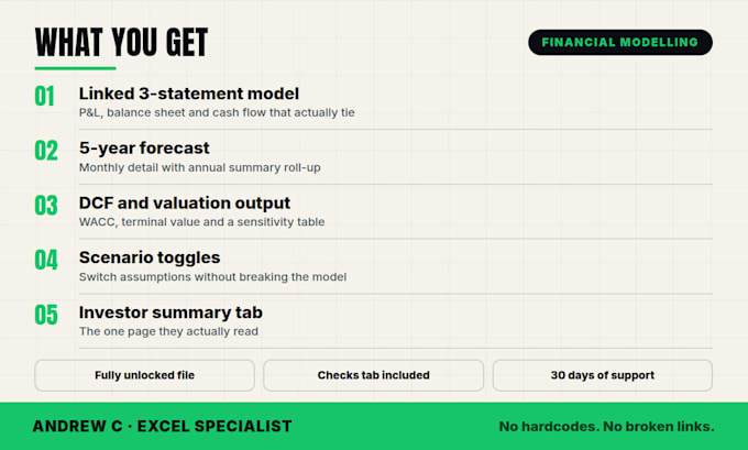 build an investor ready 3 statement financial model in excel