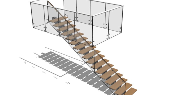 create 3d staircase model design with 3d rendering