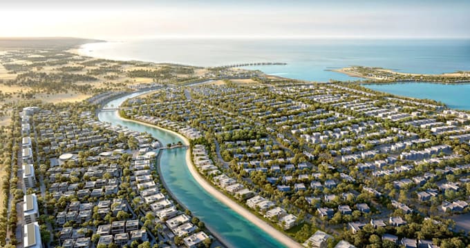 develop site landscape property, urban masterplan rendering, coastal waterfront