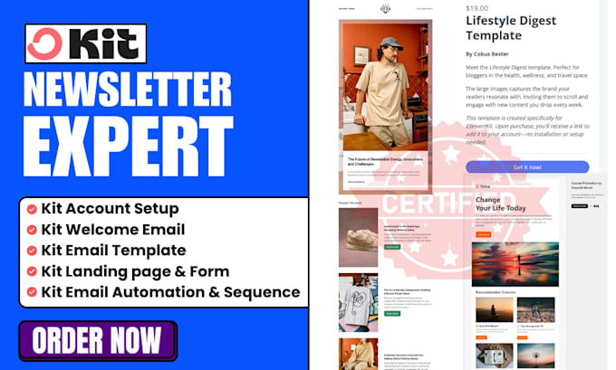 setup convertkit newsletter kit email template kit landing page email sequence