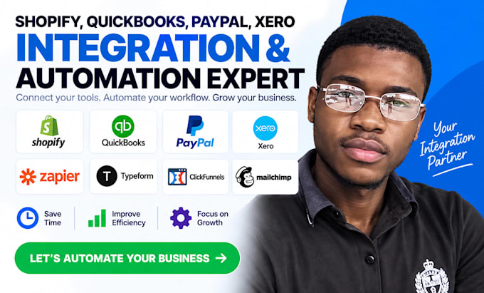 shopify quickbook paypal xero zapier typeform clickfunnels mailchimp integration