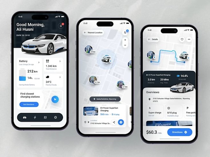 develop gps finder app, ai tracking app, ev charging app