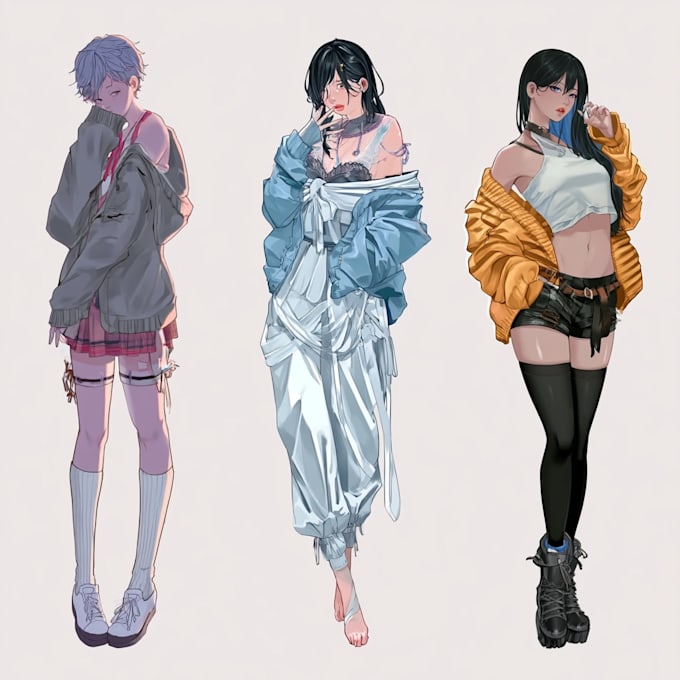 draw custom anime sheet or reference sheet design in anime
