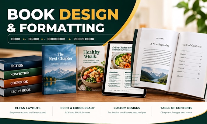 format your book, ebook, cookbook, or recipe book for publishing