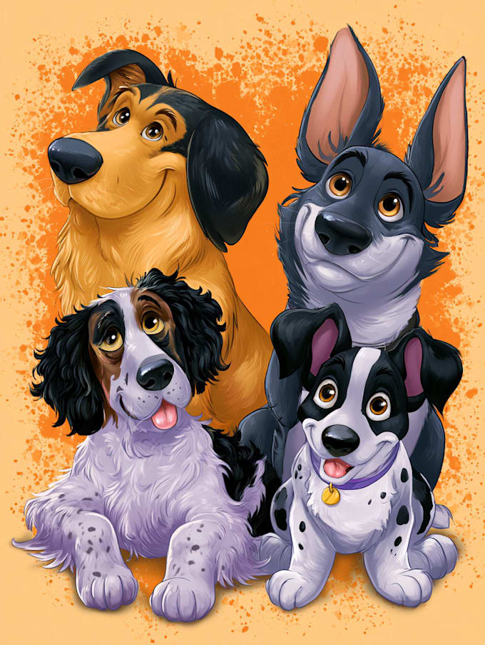 create disney pet portrait illustration