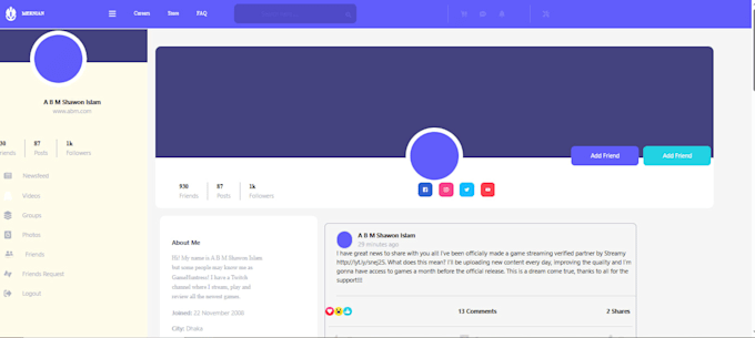 do develop a modern react js website or social media web app using vite