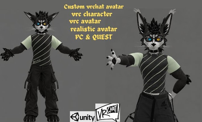 create a realistic vrchat avatar, anime model furry avatar, pc quest