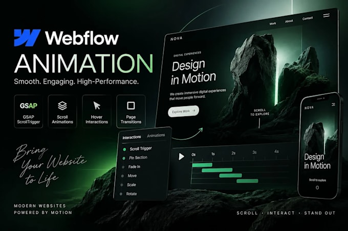 create webflow animations with gsap and scrolltrigger