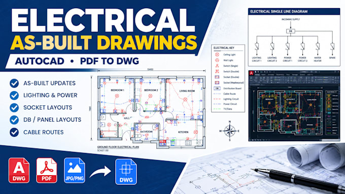 update electrical as built drawings in autocad professionally