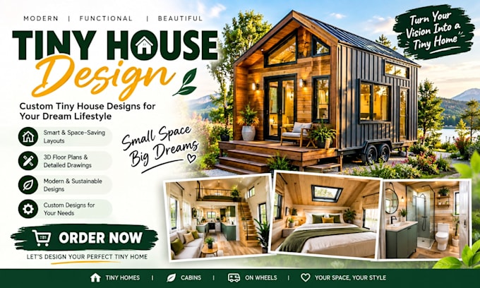 design custom tiny house plans, floor plans and 3d architectural designs