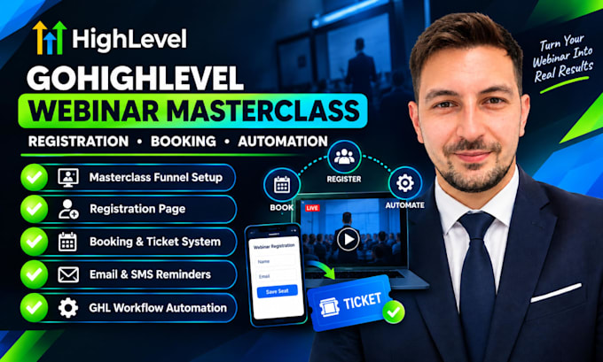 setup gohighlevel webinar masterclass registration ghl booking automation
