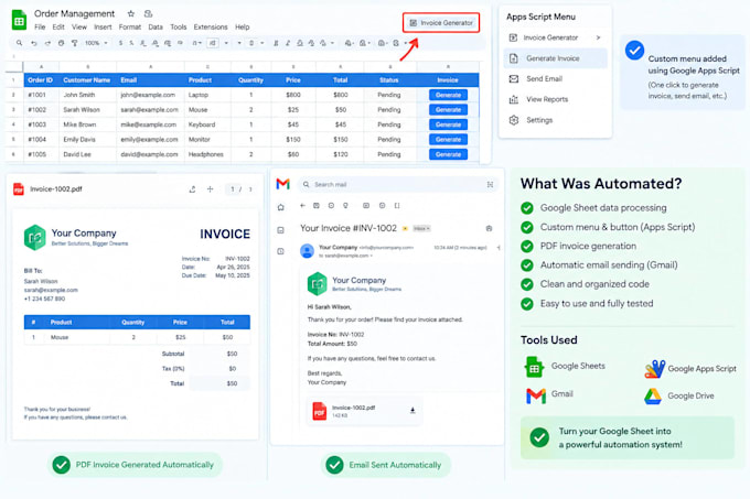 automate google sheets with apps script, apis and custom workflows