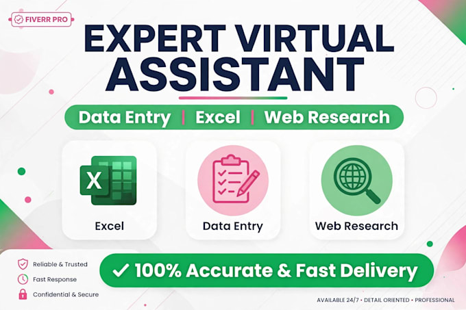 be your expert virtual assistant for data entry and excel