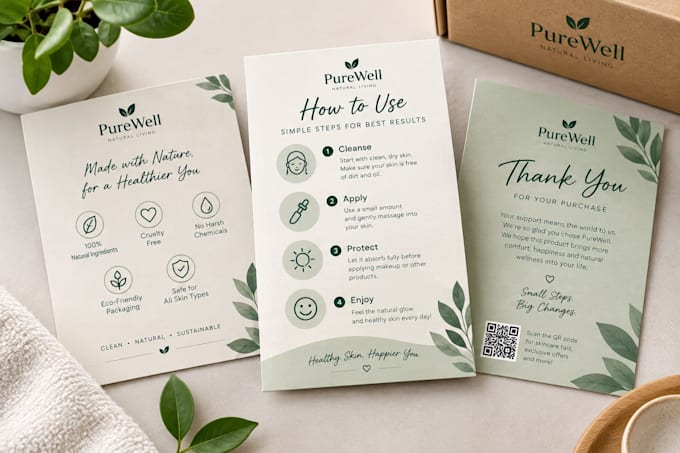 design a professional product insert card with custom copy