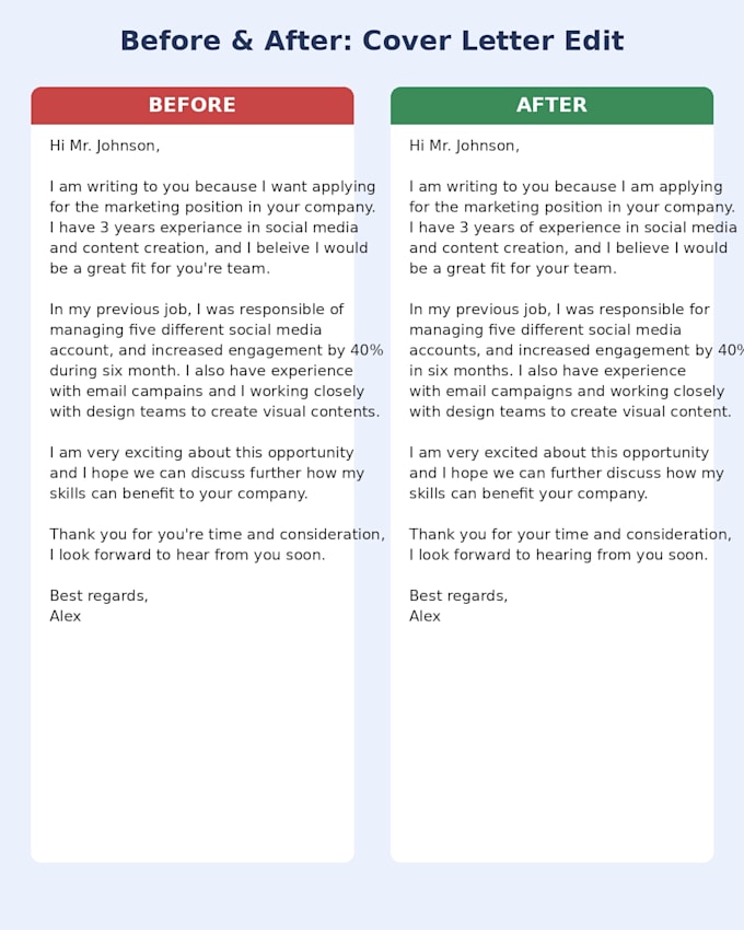 edit and proofread your english emails or linkedin profile