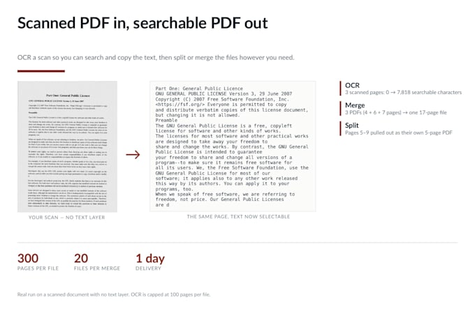 convert, extract data from, or merge and split any PDF or scanned document