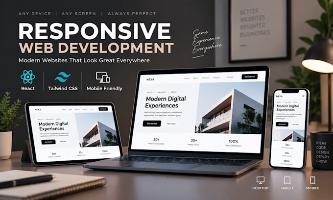 develop a modern responsive full stack website