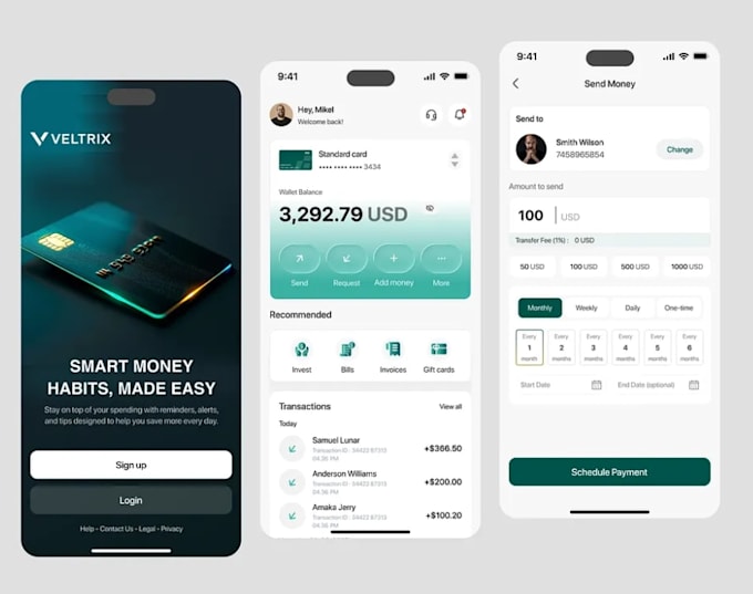 develop fintech app, payment app, wallet appp, loan app, crypto wallet app