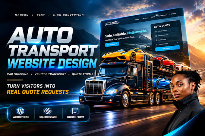 build a wordpress auto transport website and squarespace car shipping website