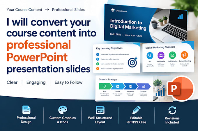 convert your written course content into powerpoint presentation slides