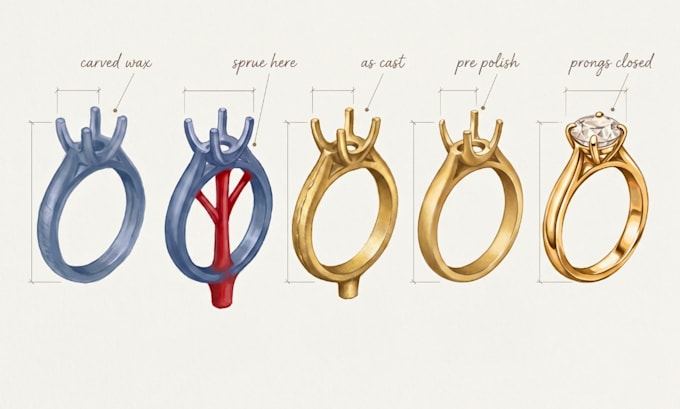 create jewelry design sketch 3d cad rendering stl file engagement ring casting
