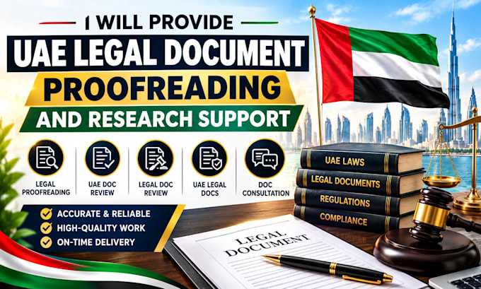 provide uae legal document proofreading and research support