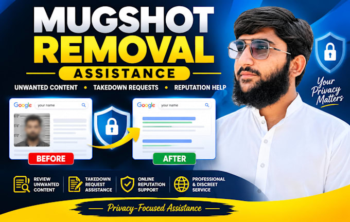assist with mugshot, google content and dmca removal requests