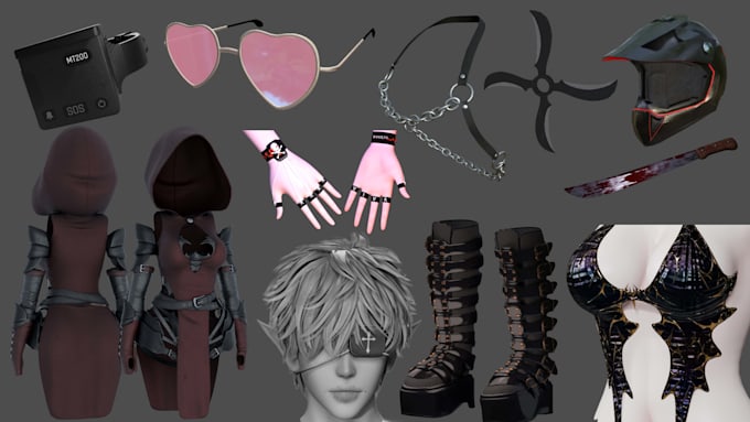 create game ready vrchat assets, clothing, props, weapons, nsfw accessories