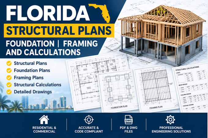 prepare florida structural drawings, foundation plans, framing and calculations