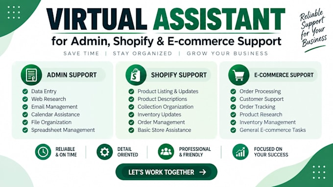 be your virtual assistant for admin, shopify and ecommerce support