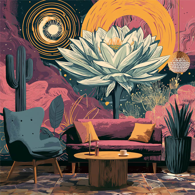 do office, restaurant wall art, mural, doodle art