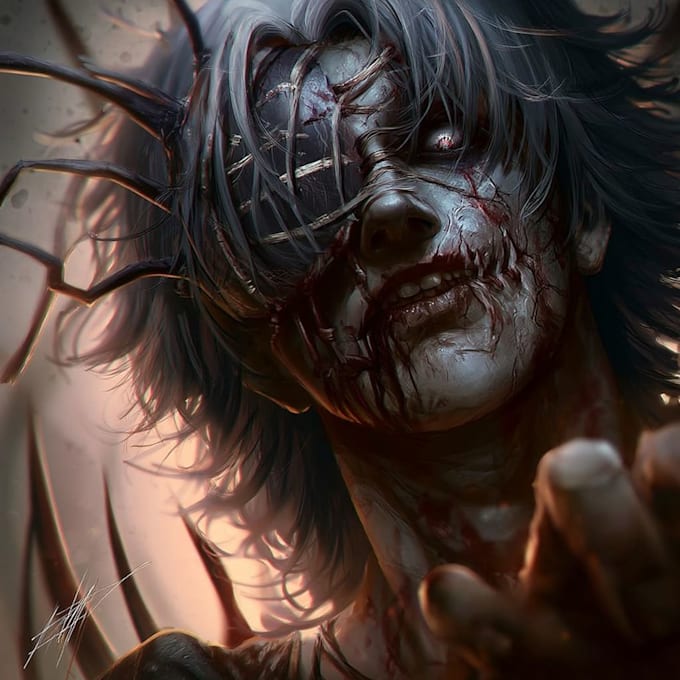 draw horror and gothic line art illustrations