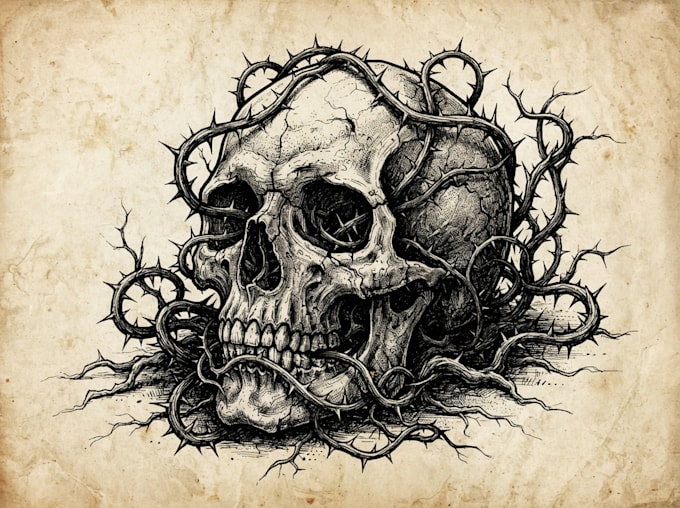 draw detailed dark art illustration