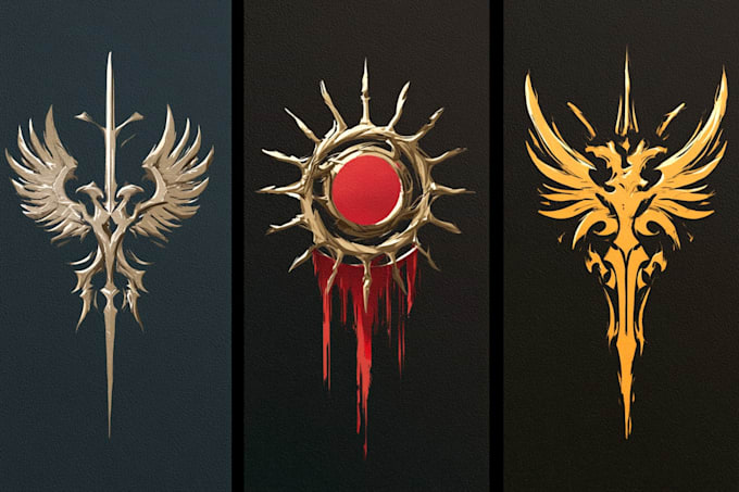 paint a custom fantasy faction crest illustration professionally