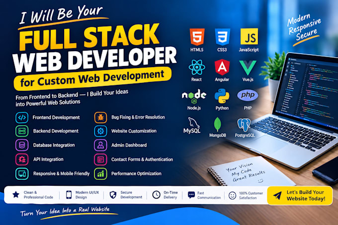 be your full stack developer for custom web development