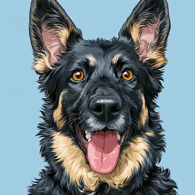 draw a custom digital pet portrait from photo