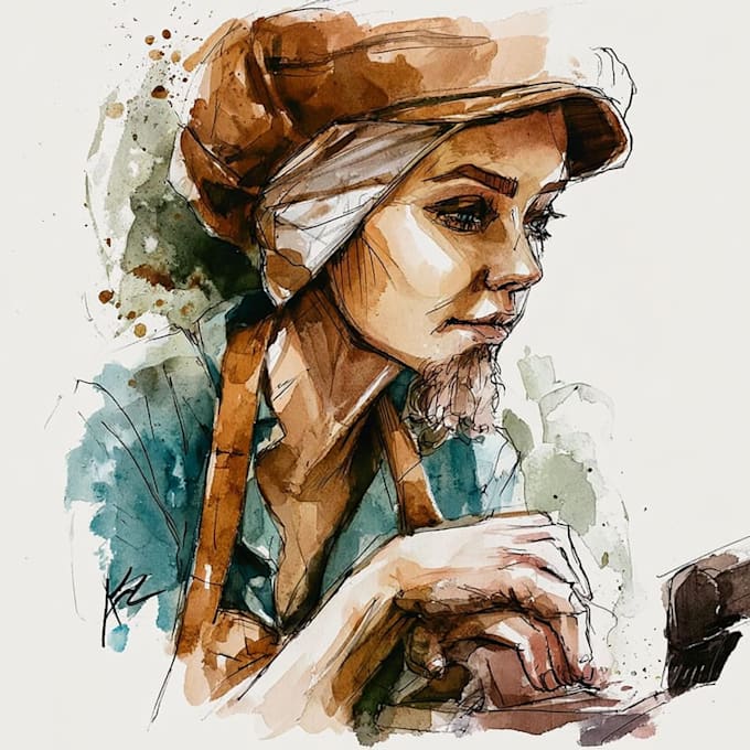 do a watercolor digital portrait