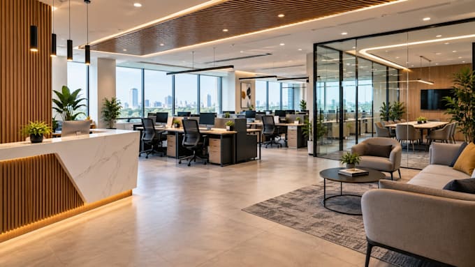 design your office interior with space planning and 3d visualization