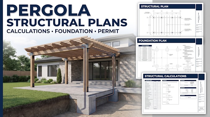 do pergola structural plans design and calculations and permit drawings