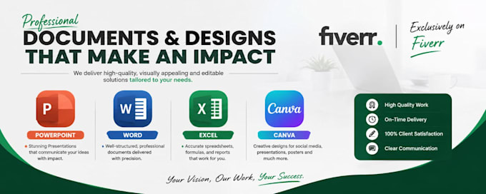 do professional ms office work including word, excel, powerpoint