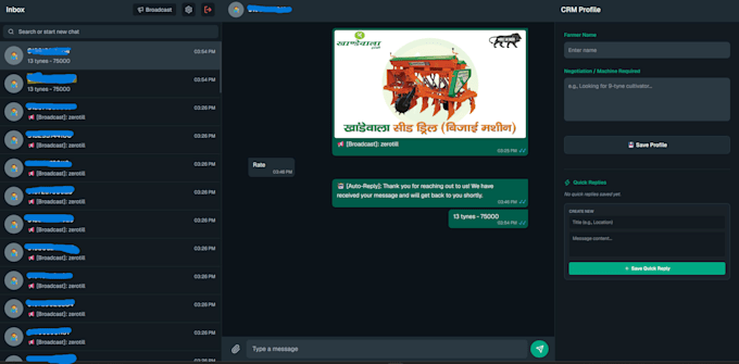 setup a custom whatsapp broadcast CRM and bulk sender using official meta API