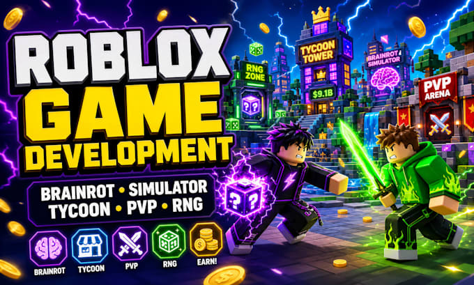 create roblox brainrot game, simulator, tycoon, pvp and rng game