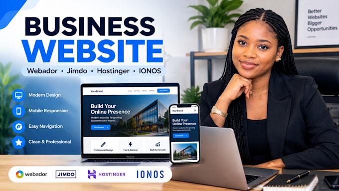 build webador, jimdo, hostinger, ionos business website redesign