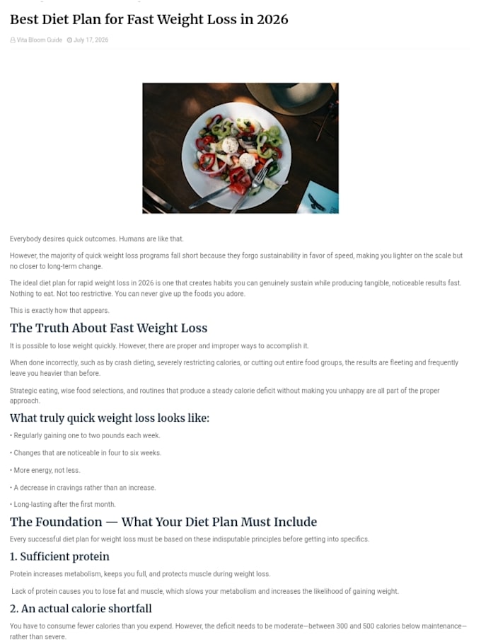 write seooptimized weight loss and nutrition blog articles