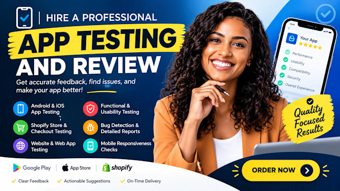 do qa test, app review, testing, android, ios, shopify, userbility, bug report