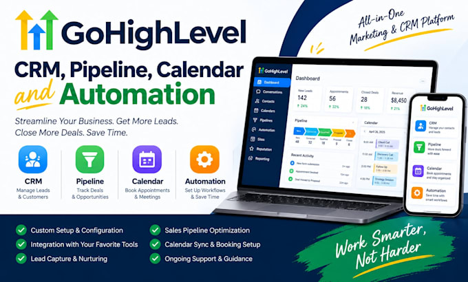 setup gohighlevel CRM, pipeline, calendar and automation