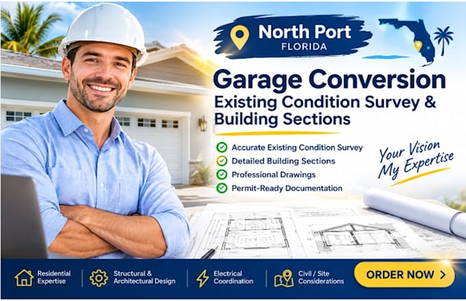 deliver garage conversion existing condition survey building sections in florida